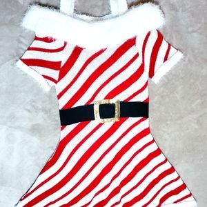 Christmas Candycane Red and White Sweater Dress